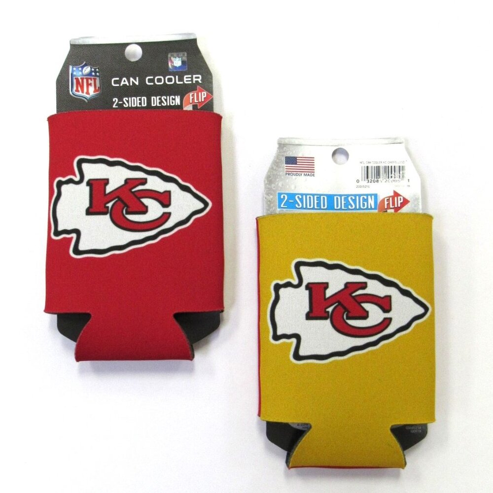 Set Of 2 Can Coolers Can Koozie Flip Reversible Design NFL Kansas City Chiefs